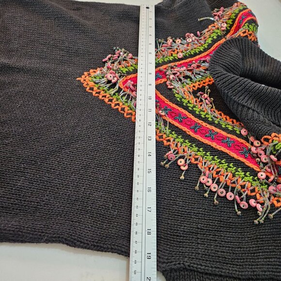 Lisa Ashley Originals Embroidered Sweater Small Black Beaded Boho Eclectic - Picture 10 of 10